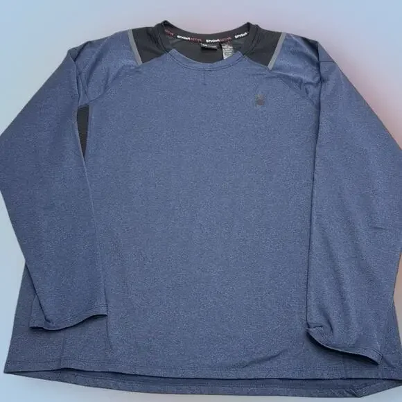 SPYDER Men’s Large Blue Black Long Sleeve Thermal Base Layer Shirt - Picture 3 of 5
